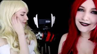 ASMR  Ear LICKING  TWIN Angel Demon, Kissing, Mouth Sound, Breathing   1