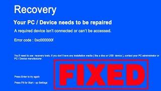 YOUR PC /DEVICE NEEDS TO BE REPAIRED,Windows 7,8,10,11.......RECOVERY,  Error code :