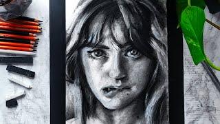 [ASMR] Drawing Gloria ASMR with Charcoal Pencils [No Talking]