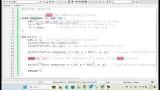 Swap Two Numbers Using Pointers in C