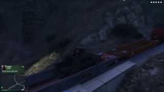 GTA V Railgun | Epic jump onto train with armored car