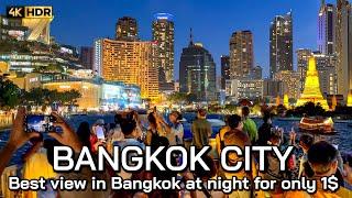  4K HDR | Amazing Bangkok View at night - $1 Chao Phraya River Cruise Sightseeing 2023