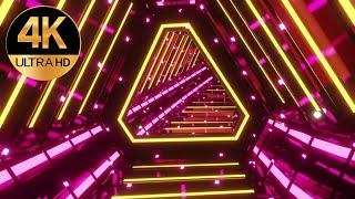10 Hour 4k TV meditation screensaver triangle metallic Neon tunnel Abstract background video loop