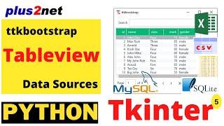 Ttkbootstrap Tableview using MySQL SQLite CSV Excel and DataFrame as data sources #5
