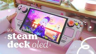  cozy pc gaming on the pretty (glossy) OLED steam deck | ft. genshin on steam os + setup options 