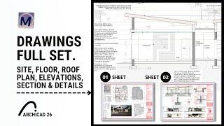 21x17m ArchiCAD House  planning drawings (Full Set). | ArchiCAD 26 New Features