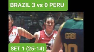 BRAZIL vs PERU | OLYMPIC QUALIFICATION TOURNAMENT 2024 | WOMEN'S VOLLEYBALL | SUMMARY OF THE SET 1