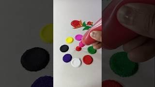 🟡🟣🟢 colour mixing Rangoli design #satisfying rangoli  #simple rangoli #ASMR.......#rangoli ..