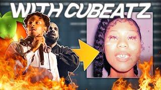 How To Make INSANE Beats For 21 SAVAGE And DRAKE Using a REAL CUBEATZ Sample | FL Studio 20 Tutorial