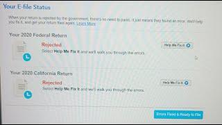 TurboTax Tax e-file federal and state return rejected after correcting AGI Adjusted Gross Income Fix