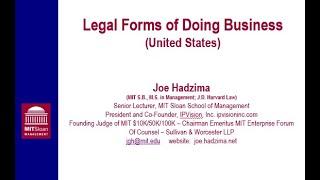 Legal Forms for Organizing Businesses in the U.S.