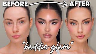 I Went From Busted To Baddie! Glam Baddie Makeup Transformation