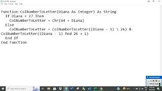 Convert Excel Column Number (Index) into Excel Column Letter using VBA