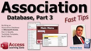 Microsoft Access Association Database, Part 3: Modifying TechHelp Template, Building All Tables