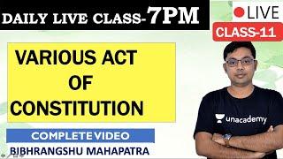 WBCS EXAM:ACT OF CONSTITUTION PART 2|CLASS 11