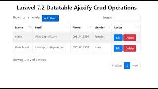 laravel 7.2 Ajaxify Crud Tutorial using jQuery Datatable