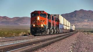 HIGH SPEED BNSF Intermodal Double Stack Freight Trains Over The Needles Subdivision @ Pisgah, CA!