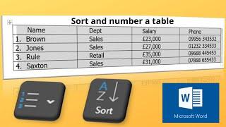How to sort and number a Microsoft Word Table