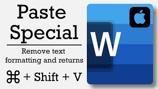 Paste special in Word - Paste text without any formatting or return characters