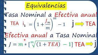 convertir Tasa efectiva anual a Tasa nominal - Formulas y ejercicios