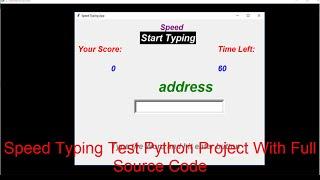  Speed Typing Test Python Project With Full Source Code | Python game for beginners