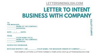 Letter of Intent to do Business – How To Write Letter of Intent for Business With a Company