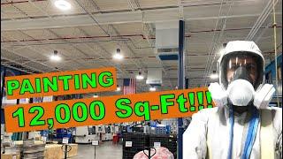 Painting LARGE industrial warehouse ceiling using Graco sprayer and PPG Dryfall Paint