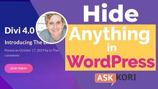 Hide Anything on your WordPress website - Divi Theme or Code Only