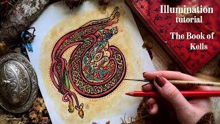 How to draw illuminated letter T from Book of Kells ~ Celtic art & Manuscript illumination tutorial