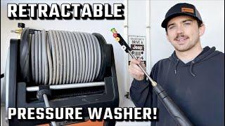 Maximize Your Garage Space: Wall-Mounted Retractable Pressure Washer Overview.  Giraffe Tools Pro