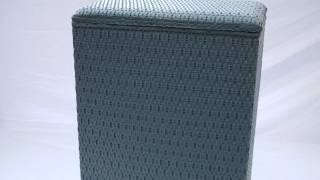 VINTAGE MID CENTURY MODERN 1960's BLUE WICKER WOVEN LAUNDRY CLOTHES HAMPER