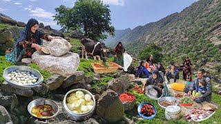 Mix Of IRAN Rural Dish from Organic chicken, Eggplant tomato, Buttermilk, Ghee, To Sesame bread 4K