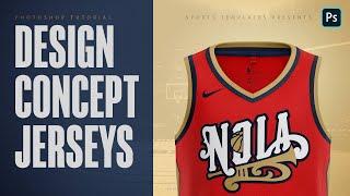 Design a Basketball jersey concept using a photoshop template