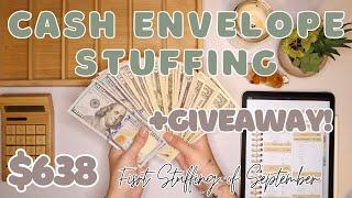 $638 Cash Envelope Stuffing | GIVEAWAY Info + Budget Updates | Sept  #1 | 24 Year Old Budgets