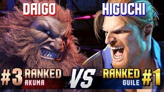 SF6 ▰ DAIGO (#3 Ranked Akuma) vs HIGUCHI (#1 Ranked Guile) ▰ High Level Gameplay