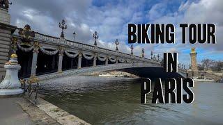 BIKING TOUR in Paris 4K  Real Sound of City-  The 17 bridges along the Seine