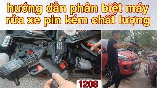 máy rửa xe pin - hướng dẫn phân biệt máy rửa xe mini chạy pin hitachi kém chất lượng