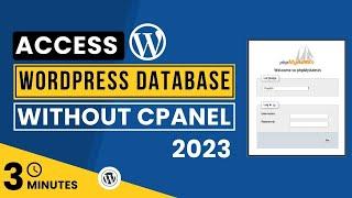 Access WordPress Mysql Database Without Cpanel | WordPress Database Access Plugin