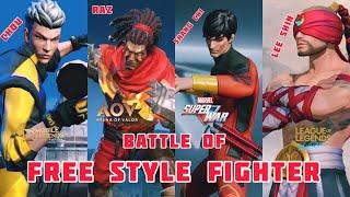 CHOU vs LEE SIN vs RAZ vs SHANG CHI - FREE STYLE FIGHTER HERO COMPARISON LOL WR - MSW VS MLBB VS AOV