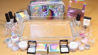 Theme Series #17 "hologram" Mixing Makeup And glitter Into Clear Slime! "hologram Silme"