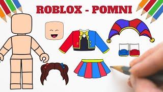 Como Desenhar Boneca de Papel ROBLOX - look POMNI #roblox #paperdolls #bonecadepapel #pomni