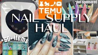 TEMU NAIL SUPPLY HAUL | Nail Art, Nail Charms, Organizers | Halloween Cat Eye Nail Art Tutorial