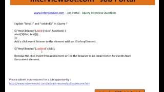 java script jquery interview question bind and unbind jquery function