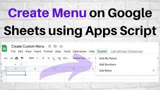 Google Apps Script - Create Menu on Google Sheets