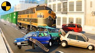 Trains and Car Сrashes #2  BeamNG.Drive