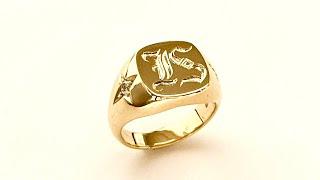 【 I S 】 18K signet ring hand engraving Burin  シグネット リング 彫金 彫刻 手彫り