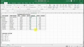 MS Excel Grading using IF function