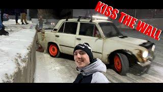 WINTER DRIFT KISS THE WALL BATTLE VAZ 2101VS 2103