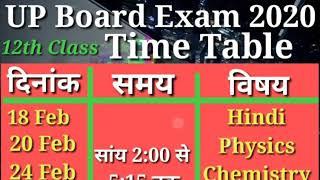 Up Board Exam Time Table 2020 | Up Board 12th Class Students Exam Date Sheet |