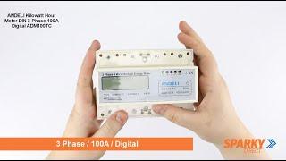 ANDELI Kilowatt Hour Meter DIN 3 Phase 100A Digital | ADM100TC